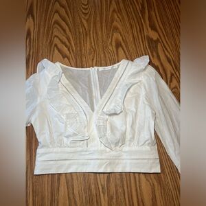 Altered state white ruffle linen top